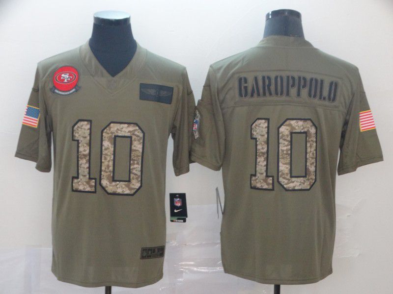 Men San Francisco 49ers #10 Garoppolo Camo Nike Olive Salute To Service Limited NFL Jersey->san francisco 49ers->NFL Jersey
